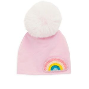 Baby Girl Pom Pom Rainbow Embroidery Hat